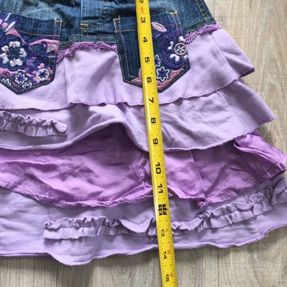 Naartjie Size 4 Tiered Skirt Ruffled Denim Layered Girls Purple - Picture 5 of 6